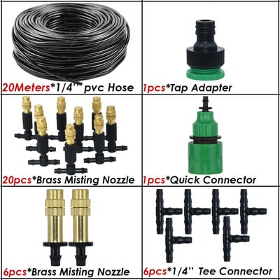 5M-30M 4/7mm Tee din alamă Duză Atomizor Furtun Irigare Grădină 1/4'' Sistem de udare de răcire cu ceață în aer liber pentru seră de terasă