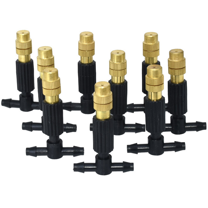 5M-30M 4/7mm Tee din alamă Duză Atomizor Furtun Irigare Grădină 1/4'' Sistem de udare de răcire cu ceață în aer liber pentru seră de terasă