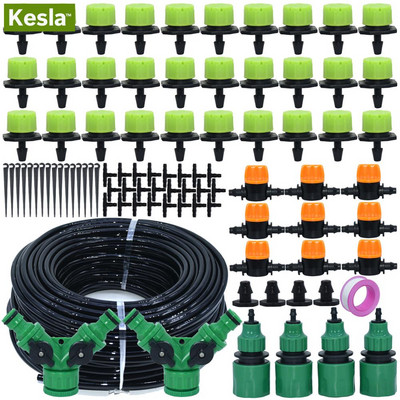 KESLA 5-60M Αυτόματο 1/4`` Σύστημα Πότισμα με Σταγόνες Κήπου Flower Lawn Spray Αυτοποτιζόμενο κιτ με ρυθμιζόμενο πράσινο σταλάκτη