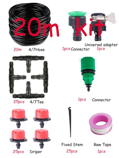AIVY automata öntözőrendszer, kerti öntözőcső, mikro csepegtető öntözőkészlet állítható csepegtetővel, permetező hűtőrendszer