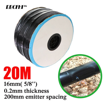 RBCFHI 20M-150M 16mm 0.2mm Grosimea peretelui distanță 20cm Bandă de irigare prin picurare Sistem de udare prin picurare cu conector de grădină de 5/8 inchi