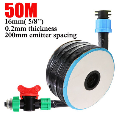 RBCFHI 20M-150M 16mm 0.2mm Grosimea peretelui distanță 20cm Bandă de irigare prin picurare Sistem de udare prin picurare cu conector de grădină de 5/8 inchi