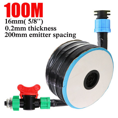 RBCFHI 20M-150M 16mm 0.2mm Grosimea peretelui distanță 20cm Bandă de irigare prin picurare Sistem de udare prin picurare cu conector de grădină de 5/8 inchi
