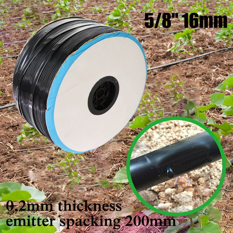 RBCFHI 20M-150M 16mm 0.2mm Grosimea peretelui distanță 20cm Bandă de irigare prin picurare Sistem de udare prin picurare cu conector de grădină de 5/8 inchi