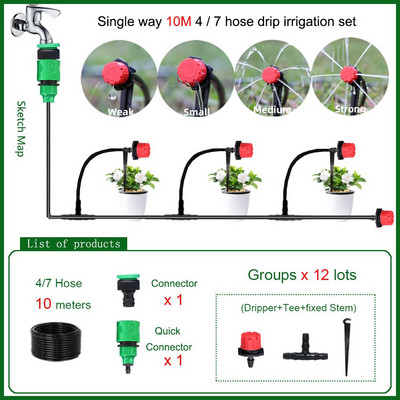 Sistem de irigare prin picurare 5M-50M bricolaj udare automată furtun de grădină Micro seturi de udare prin picurare cu picuratoare reglabile pentru acasă