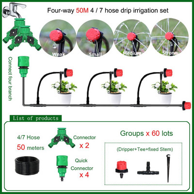 Sistem de irigare prin picurare 5M-50M bricolaj udare automată furtun de grădină Micro seturi de udare prin picurare cu picuratoare reglabile pentru acasă
