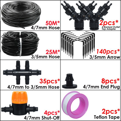 KESLA Kit de irigare pentru udare automată de grădină Emițător de cot Sistem de picurare 4/7 până la 3/5 mm Furtun de casă Bonsai Plante în ghiveci Seră