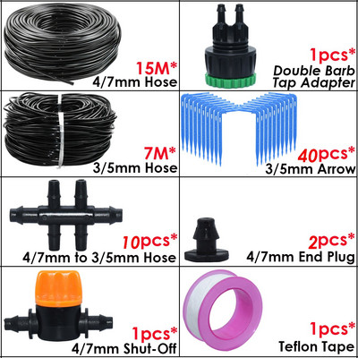 KESLA Kit de irigare pentru udare automată de grădină Emițător de cot Sistem de picurare 4/7 până la 3/5 mm Furtun de casă Bonsai Plante în ghiveci Seră