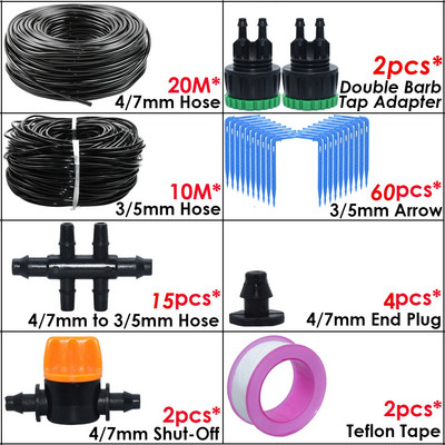 KESLA Kit de irigare pentru udare automată de grădină Emițător de cot Sistem de picurare 4/7 până la 3/5 mm Furtun de casă Bonsai Plante în ghiveci Seră