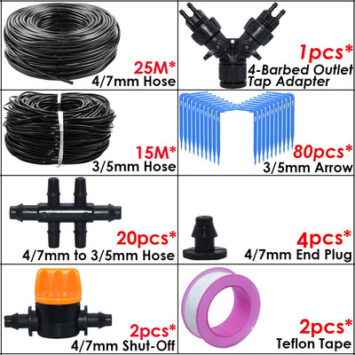 KESLA Kit de irigare pentru udare automată de grădină Emițător de cot Sistem de picurare 4/7 până la 3/5 mm Furtun de casă Bonsai Plante în ghiveci Seră