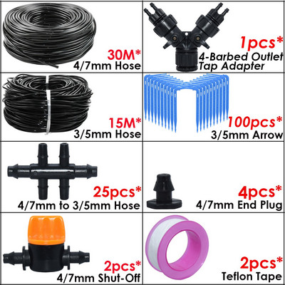 KESLA Kit de irigare pentru udare automată de grădină Emițător de cot Sistem de picurare 4/7 până la 3/5 mm Furtun de casă Bonsai Plante în ghiveci Seră