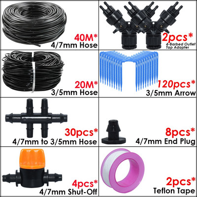 KESLA Kit de irigare pentru udare automată de grădină Emițător de cot Sistem de picurare 4/7 până la 3/5 mm Furtun de casă Bonsai Plante în ghiveci Seră