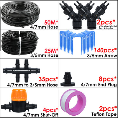 KESLA Kit de irigare pentru udare automată de grădină Emițător de cot Sistem de picurare 4/7 până la 3/5 mm Furtun de casă Bonsai Plante în ghiveci Seră