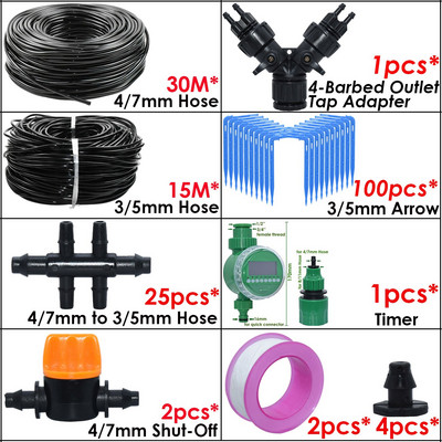 KESLA Kit de irigare pentru udare automată de grădină Emițător de cot Sistem de picurare 4/7 până la 3/5 mm Furtun de casă Bonsai Plante în ghiveci Seră
