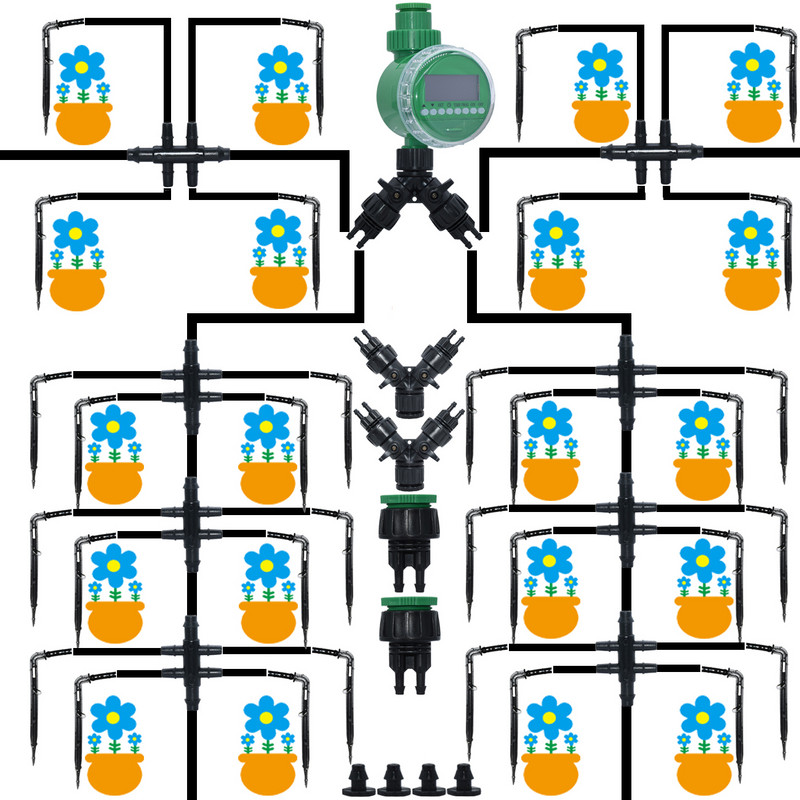 KESLA Kit de irigare pentru udare automată de grădină Emițător de cot Sistem de picurare 4/7 până la 3/5 mm Furtun de casă Bonsai Plante în ghiveci Seră