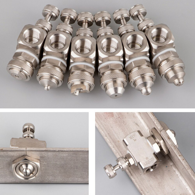 Reguliuojamas purškiamas purškiamas drėkinamasis antgalis 1/4" sriegis Nerūdijančio plieno oro purškimo antgalis Dviejų skysčių dujų ir vandens maišymas