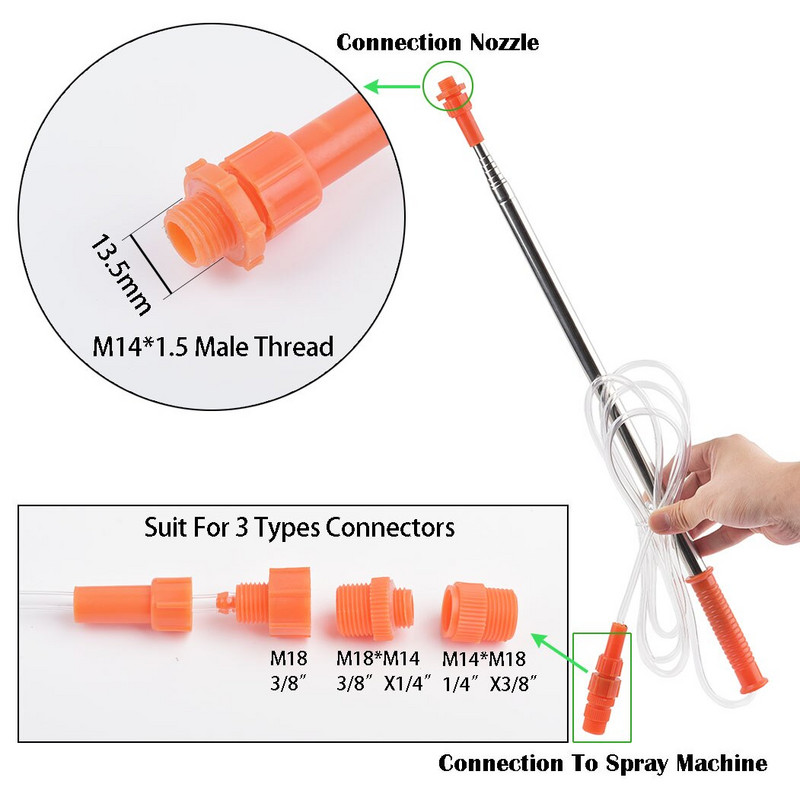 Agricultură de înaltă presiune, 2,4 m, retractabil, pesticide din livadă, bară de extensie cu pulverizare, tip undiță de pescuit, tijă de pulverizare, pulverizare de pomi fructiferi