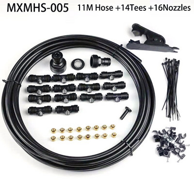 6–18 metrų žarna su trišakiais ir žalvariniais purkštukais „pasidaryk pats“ žemo slėgio rūko aušinimo sistemos vandens purkštuvo rinkinys sodo terasai