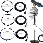 Fan Misting Kit nyári hűtéshez Patio Breeze Mist Line eltávolítható sárgaréz fúvóka műanyag adapterrel Anto Spray