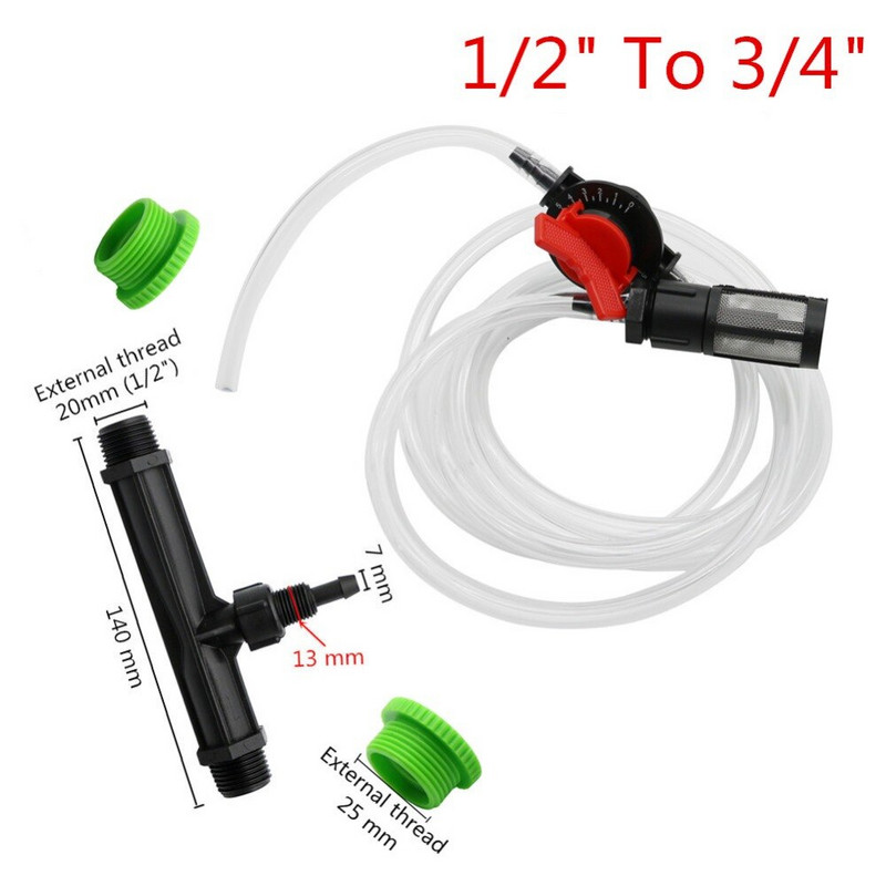 1/2" 3/4" Venturi väetisegisti komplekt Põllumajandus Aed Niisutus Veetorupihustid Aiatarvikud Osoonipihustid