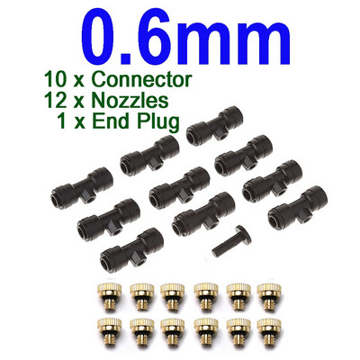 Kit de 10 set de duze pentru ceață pentru ceață Mister Fogger Duze pentru pulverizator cu fiting pentru terasa Sistem de răcire cu apă pulverizată cu pulverizare grădină în aer liber