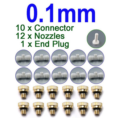 10 комплекта дюзи за мъгла Mister Fogger Дюзи за пръскачка с фитинг за спрей за замъгляване на двора Система за водно охлаждане Външна градина