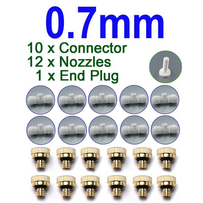 Kit de 10 set de duze pentru ceață pentru ceață Mister Fogger Duze pentru pulverizator cu fiting pentru terasa Sistem de răcire cu apă pulverizată cu pulverizare grădină în aer liber