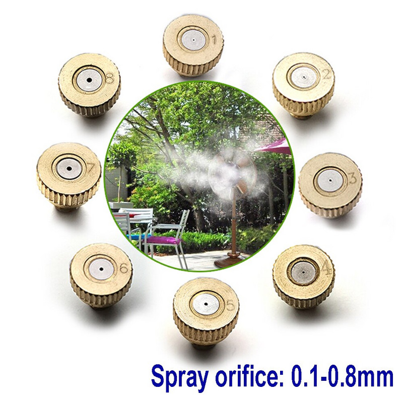 Kit de 10 set de duze pentru ceață pentru ceață Mister Fogger Duze pentru pulverizator cu fiting pentru terasa Sistem de răcire cu apă pulverizată cu pulverizare grădină în aer liber