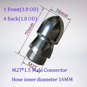 Aukšto slėgio plovimo išleidimo vamzdžių valymo antgalių rinkiniai Kanalizacijos purkštukas vandens purškimo antgalis Rotacinis kanalizacijos valymo antgalis kanalizacijos antgalis