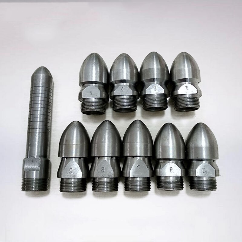 Aukšto slėgio plovimo išleidimo vamzdžių valymo antgalių rinkiniai Kanalizacijos purkštukas vandens purškimo antgalis Rotacinis kanalizacijos valymo antgalis kanalizacijos antgalis