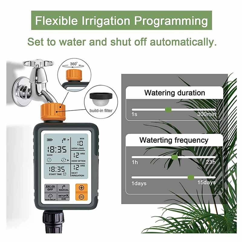 Automatski mjerač vremena za navodnjavanje vrta, zaslon s velikim zaslonom, upravljač za navodnjavanje, vodootporni digitalni mjerač vremena na baterije