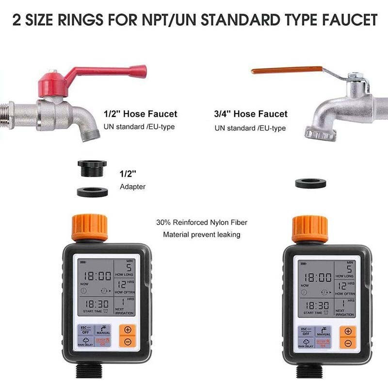 Automatski mjerač vremena za navodnjavanje vrta, zaslon s velikim zaslonom, upravljač za navodnjavanje, vodootporni digitalni mjerač vremena na baterije