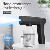 300 ml hordozható nano elektromos sterilizáló permetezők porlasztó fertőtlenítő köd gép USB újratölthető kék fény szórópisztoly