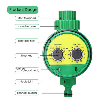 Градински таймер за вода Домашен Вътрешен контролер за напояване на открито Автоматичен спринклер Програмируем клапан Маркуч за кран Електронен