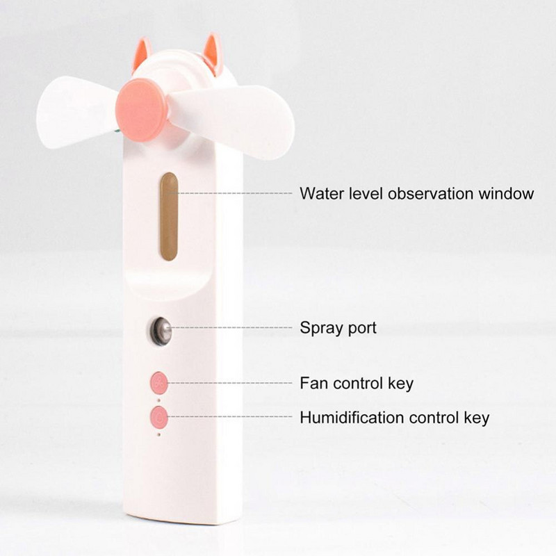 Mini ventilator portabil 2 în 1 umidificator USB reîncărcabil ventilator de mână cu pulverizare de apă ventilator de ceață Aer condiționat pentru exterior