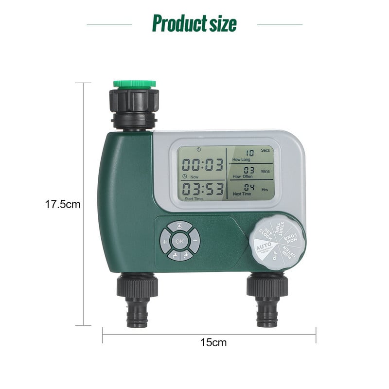 Programabilna digitalna slavina za crijevo, tajmer, baterijski, automatski sustav za navodnjavanje, raspršivač, upravljač za navodnjavanje s 2 izlaza