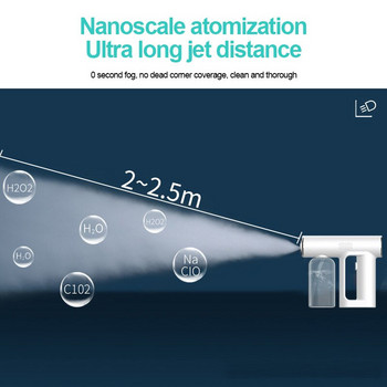 Επαναφορτιζόμενη απολύμανση USB Blue Light Πιστόλι για ψεκασμό μαλλιών με νανοατμό