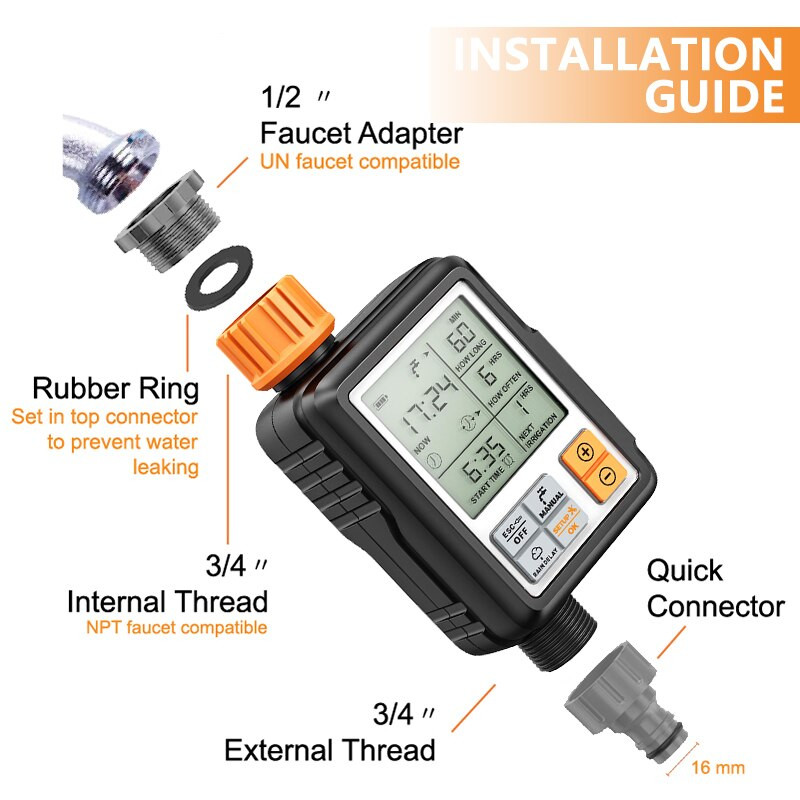 Όλες τις ημέρες Χρήση ψηφιακού χρονοδιακόπτη νερού Πότισμα εξωτερικού χώρου Αυτόματο Temporizador Inteligeter Αξεσουάρ κήπου Ρυθμιζόμενος προγραμματιστής