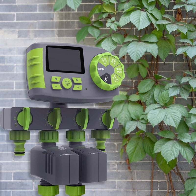 Aqualin Garden automatikus 4 zónás öntözés öntözés időzítő vezérlő rendszer 2 mágnesszelepes öntözés programozóval
