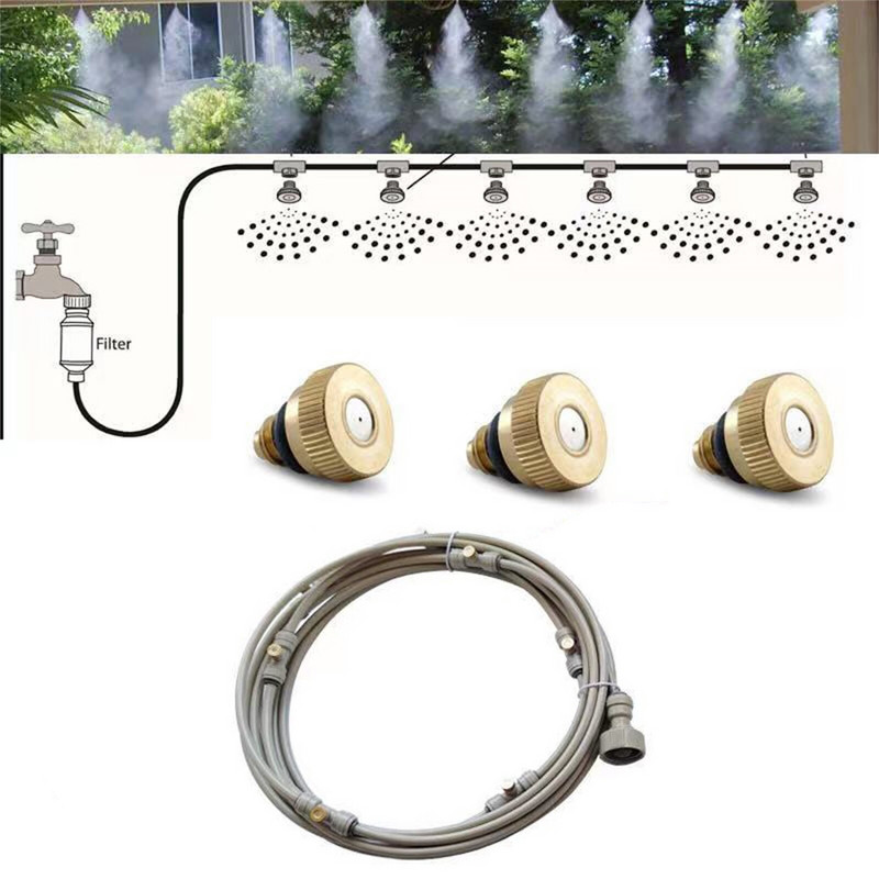 Pulverizator cu pulverizare de răcire Sistem de pulverizare cu ceață Nebulizator de grădină Sistem de aburire în aer liber Ceață de apă pentru irigarea casei 6/9/12M