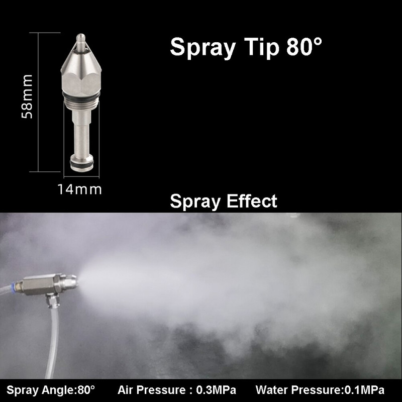 Ultragarsinis purkštukas Oro purkštuvo antgalis Sausas Rūkas Super Fine Mist Oro purškimo antgalis 304 Nerūdijančio plieno dulkių pašalinimo antgalis
