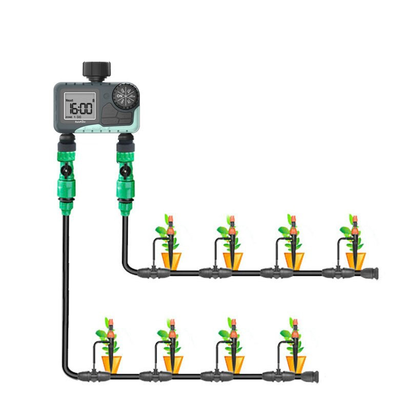 Noul control electronic de udare automată cu două prize Afișaj digital Temporizator de apă Controler de irigare a grădinii pentru grădină