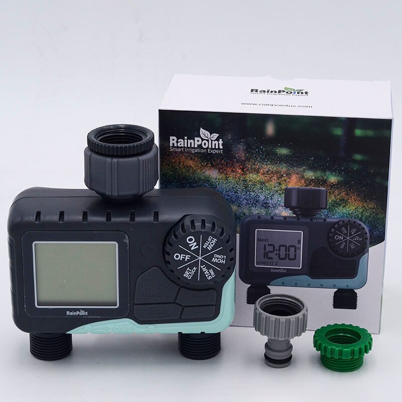 Noul control electronic de udare automată cu două prize Afișaj digital Temporizator de apă Controler de irigare a grădinii pentru grădină