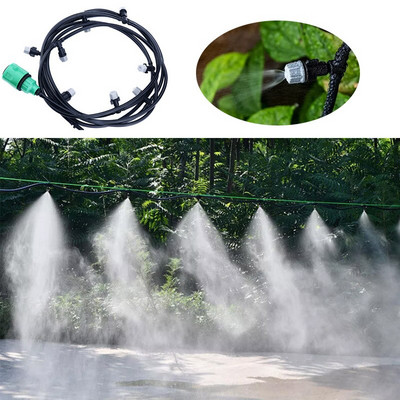 10M Garden Water Misting Cooling Irrigation System Sprinkler Water Irrigation With 10pcs Nozzle Sprinkler