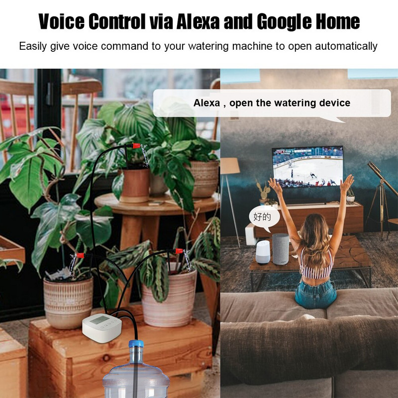 Pažangus automatinis vandens laikmatis mikrolašelinis drėkinimo valdiklis Skaitmeninis laistymo laistymo laikmatis WiFi Tuya su saulės kolektoriumi