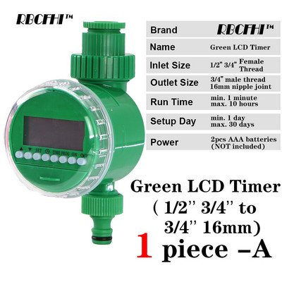 RBCFHI 6 féle kerti vízidőzítő esőérzékelő napelemes programozható automatikus elektronikus LCD kijelző otthoni kerti vízidőzítő