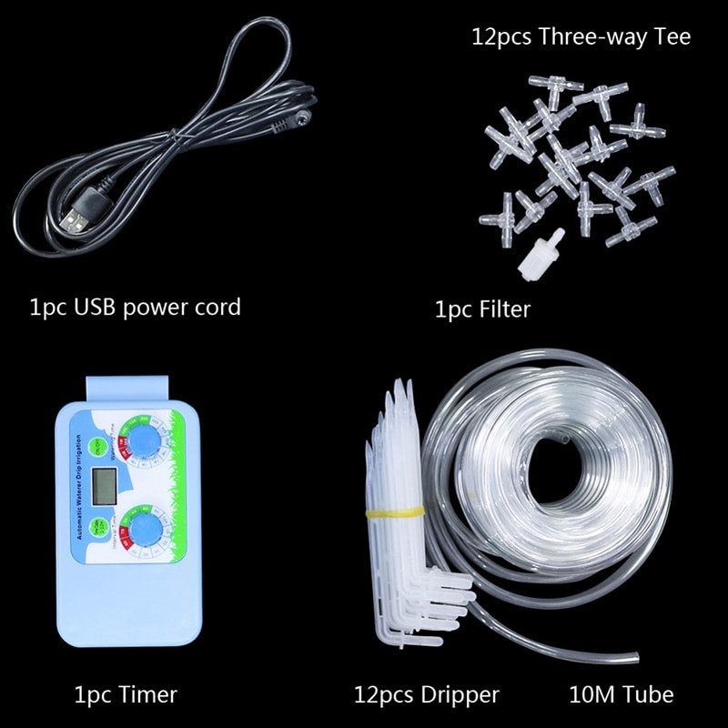 Set de irigare cu afișaj electronic cu LED automat Temporizator de udare a plantelor Controler electronic Temporizator de apă pentru grădină Birou acasă 1 set