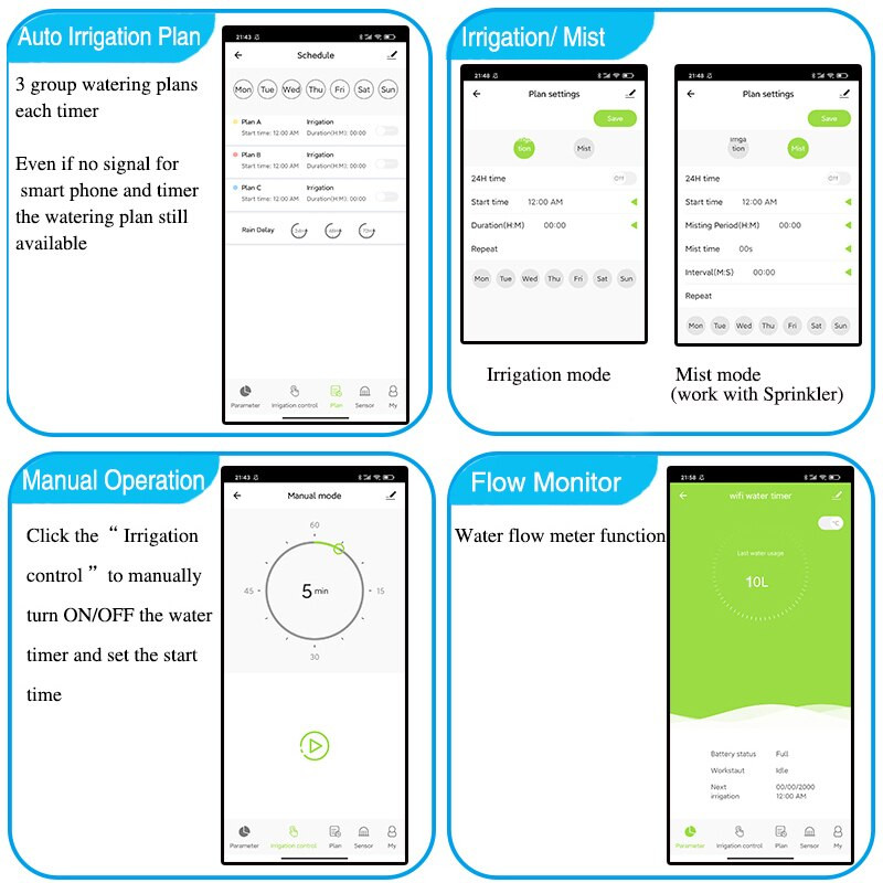 Kerti csepegtető öntözés öntözés időzítő szelep Wifi Smart Automatikus programozó rendszer Talajnedvesség érzékelő