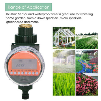 Οθόνη LED χρονοδιακόπτη νερού με αισθητήρα βροχής Αυτόματος ηλεκτρονικός ελεγκτής άρδευσης για εξοπλισμός λουλουδιών θερμοκηπίου κήπου
