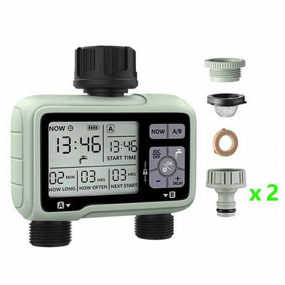 Afișaj cu ecran mare Controler de irigare în aer liber 2 zone Temporizator de apă de grădină programabil Controler de sistem de irigare automat